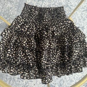 Altar'd State Black and Cream Patterned Mini Skirt